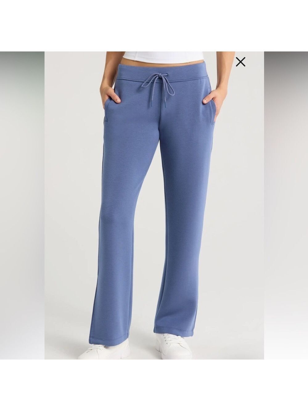 ZELLA Level Set Straight Leg Slit Hem Track Pants ( Grey/Blue) Womens  sz Large